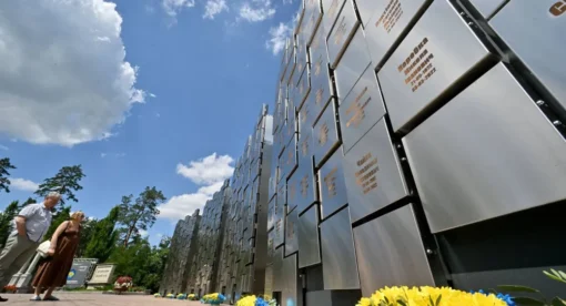bucha-ukraine-war-memorial-civilians-genocide-war-crimes-russia-massacre-GettyImages-1445380839